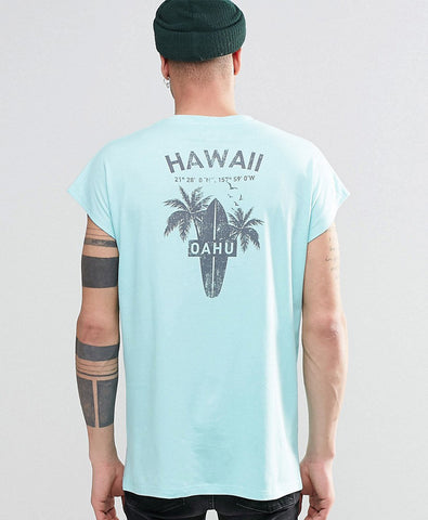 Oversized Sleeveless T-Shirt With Surf Back Print
