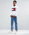 Denim Sweatshirt with Tommy Flag Logo In White