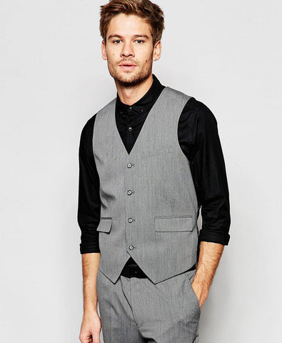 Slim Vest with Stretch in Mid Gray