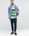 Longline Printed T-Shirt In Green Oversized T-Shirts