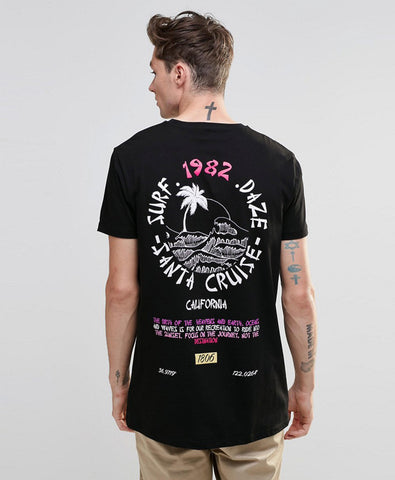 Longline T-Shirt With Color Pop Surf Logo Back Print