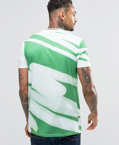 Longline Printed T-Shirt In Green Oversized T-Shirts