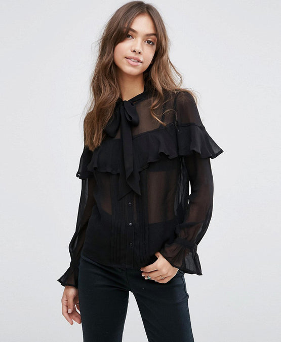 Ultimate Pussy Bow Ruffle Blouse